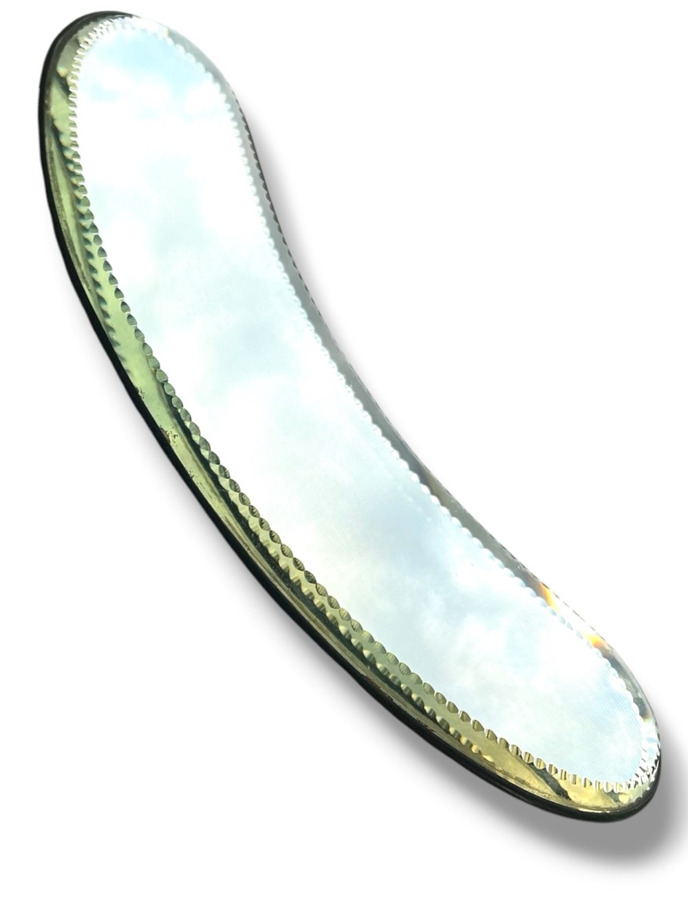Antique vanity mirror, bean shaped, beveled, footed - Picture 2 of 5
